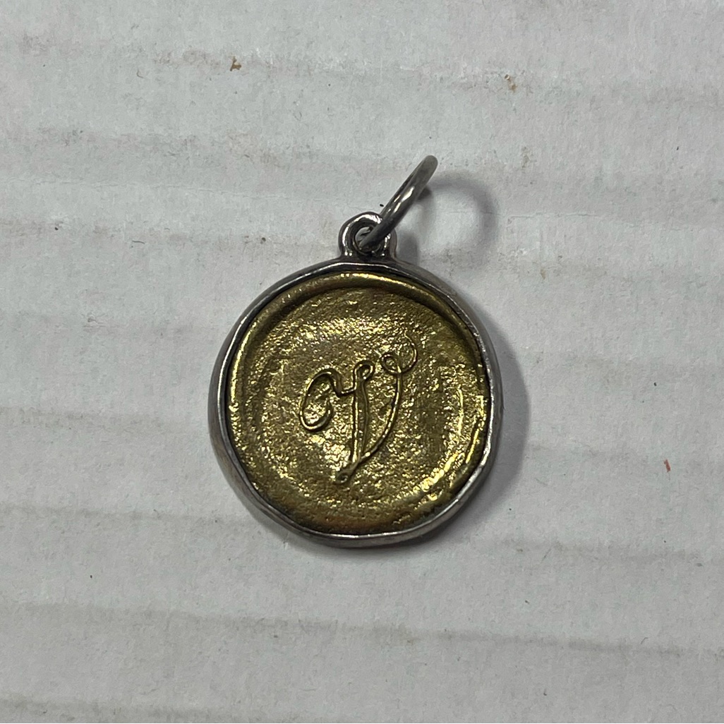 Waxing Poetic Sterling Silver Scroll Wax Seal Letter V Initial Charm Pendant 925
